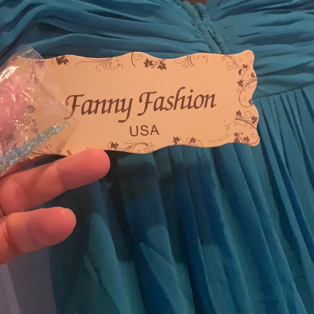 Teal floor length dress - Picture 3 of 8